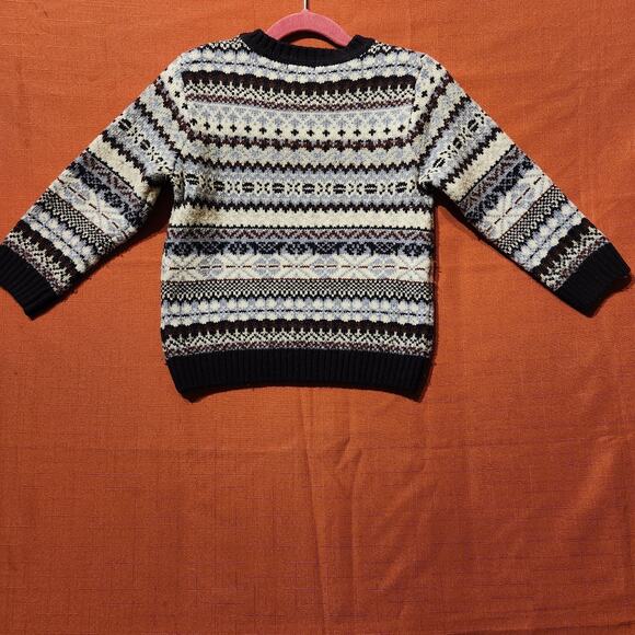 Wool Blend Toddler Boys Sz 2T Blue White Fair Isle Tight Knit Sweater By Next - Picture 3 of 7